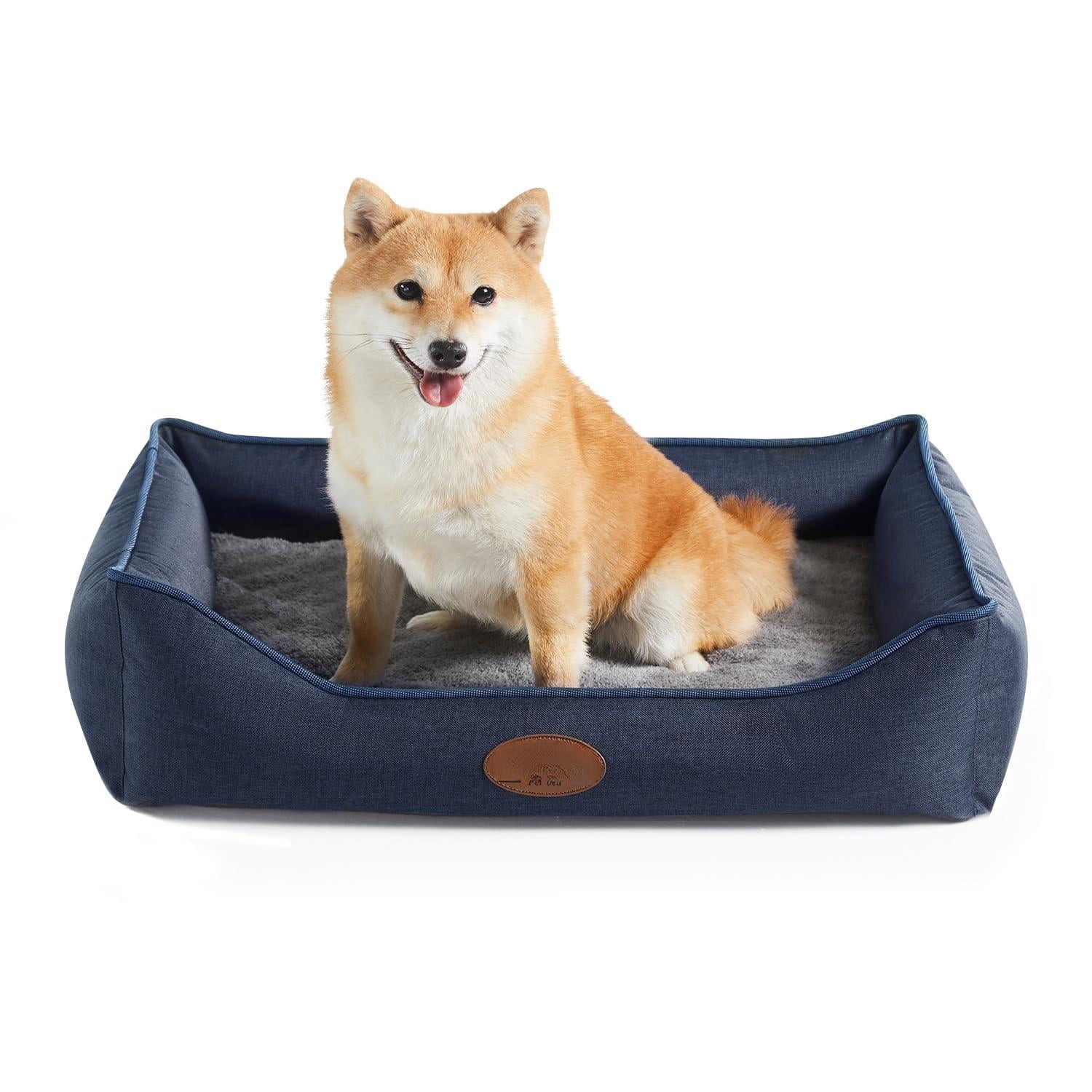 Dog Beds For Small Dogs  Durable Egg Crate Foam Sofa Bed With Washable Removable Cover Waterproof Lining Pet Medium Navy