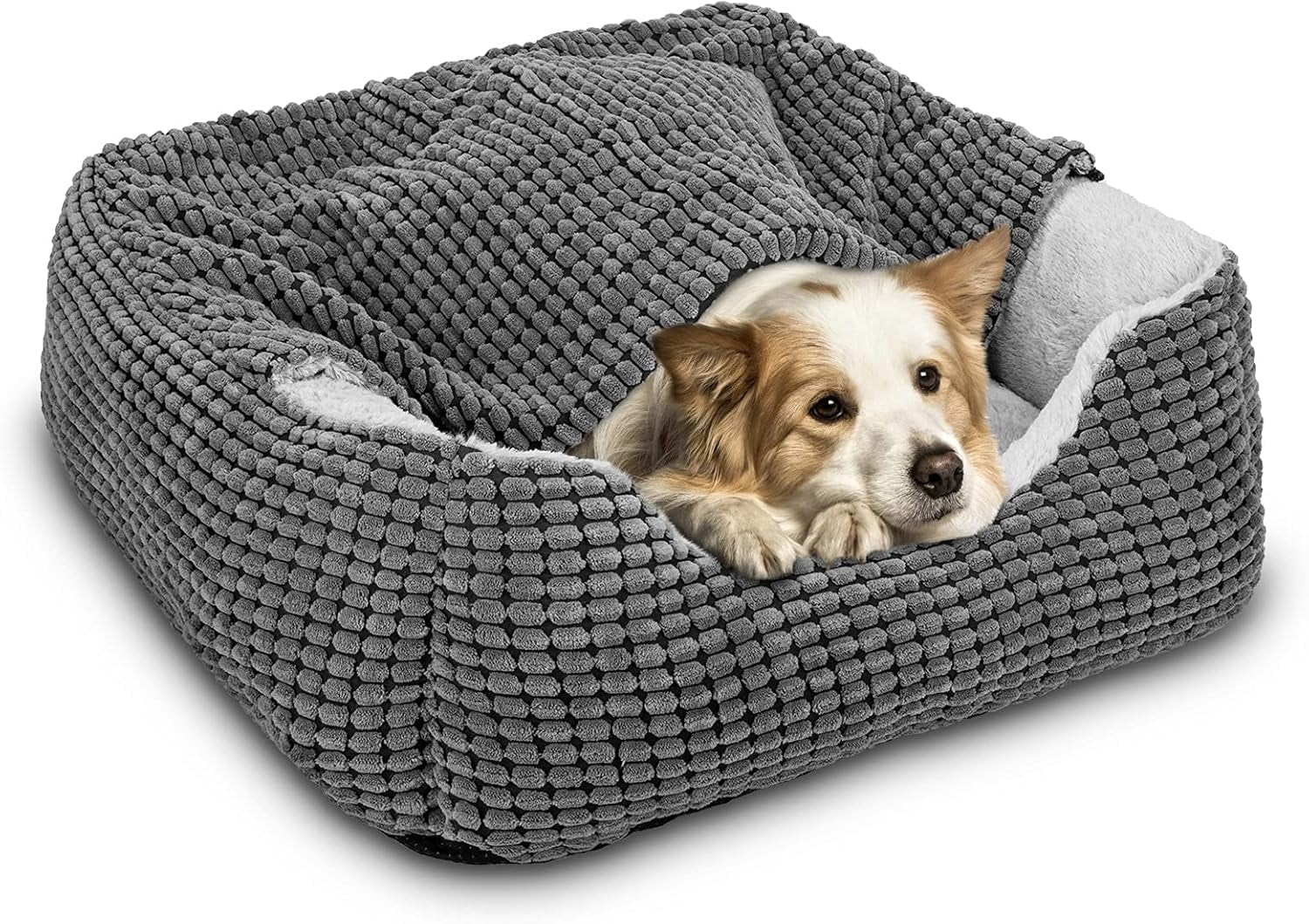 Dog Beds For Small Dogs With Cover Cave  Cat Indoor Cats Rectangle Hooded Puppy Bed Blanket Cozy Anti-slip Bottom And Machine Washable (20" Grey)