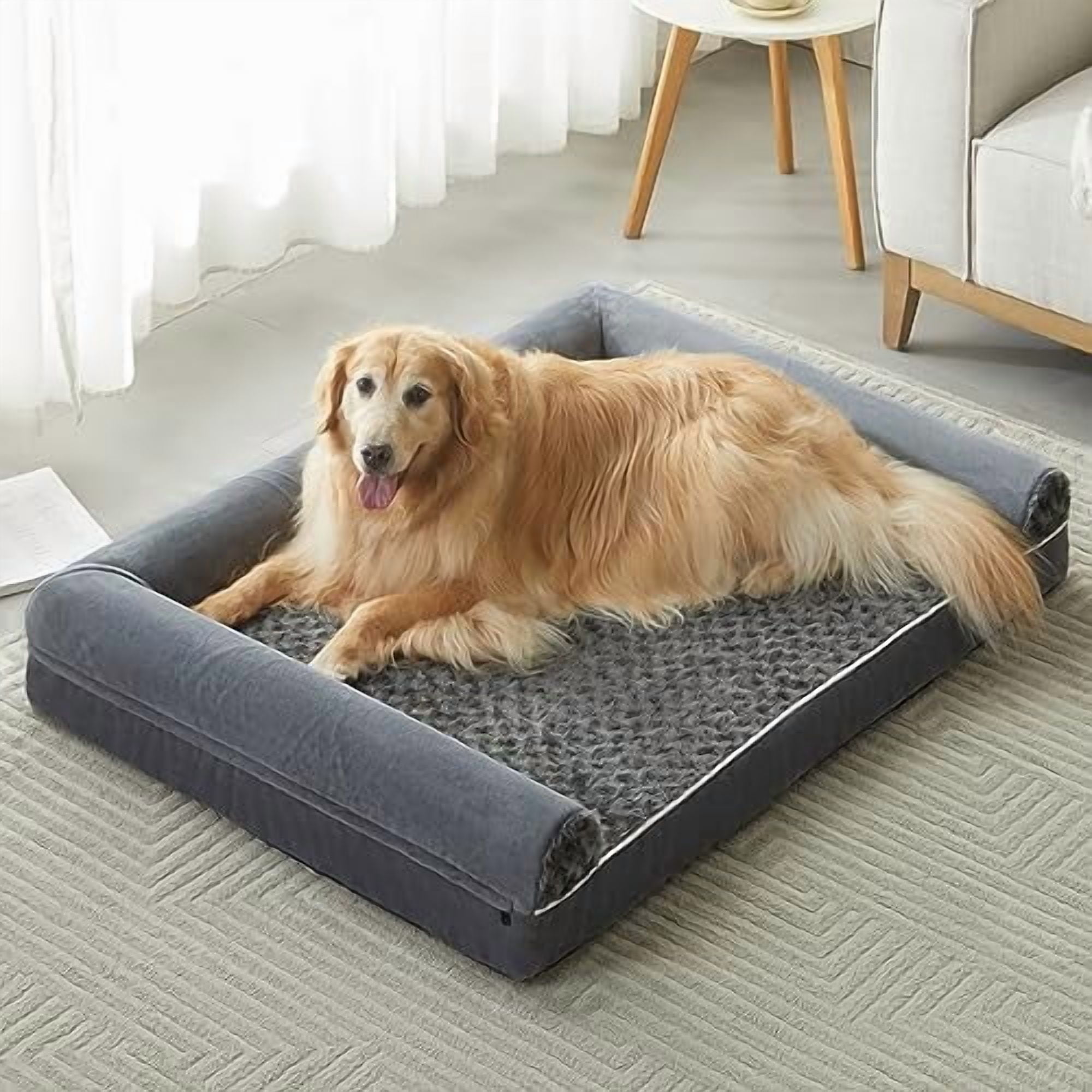 Dog Beds for Large Dogs, Orthopedic Dog Bed for Medium Large Dogs,Big Waterproof Couch Pet Bed with Removable Washable Cover Dark Grey,36"L x 27"W x 6.5"Th
