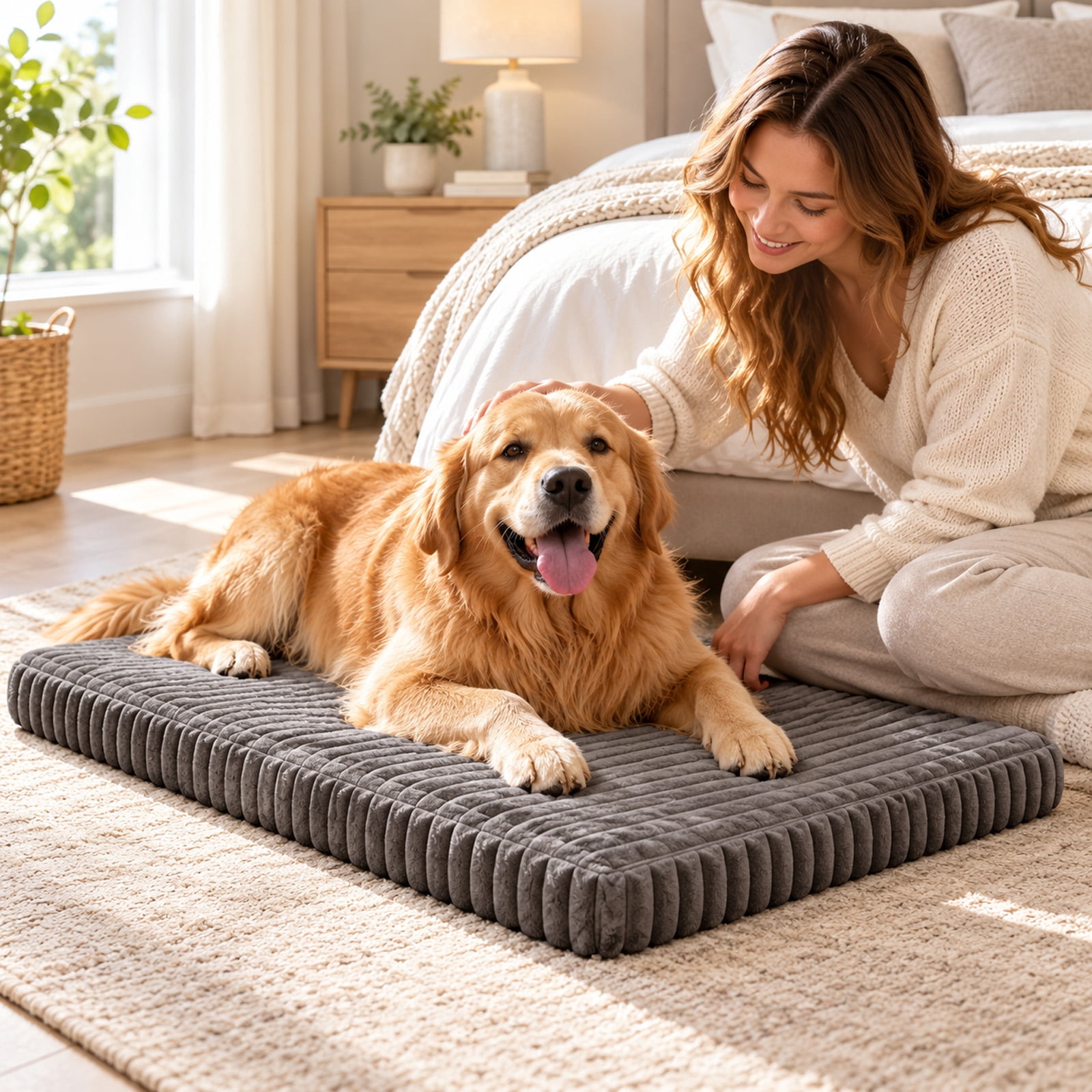 Dog Beds for Large Sized Dog, Orthopedic Foam with Waterproof Lining ...