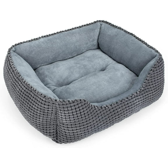 Dog Beds for Small Dogs, Cat Beds for Indoor Cats Washable, Calming Pet Small Size Dog, Soft Rectangle Pet Beds Sofa Cuddler, Orthopedic Cozy Puppy Beds, Anti-Slip Bottom(20x19in, Grey)