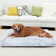 Dog Beds for Large Dogs Deluxe Plush Washable Large Dog Mats Anti-Slip Bottom,48"x33"Gray Human dog bed