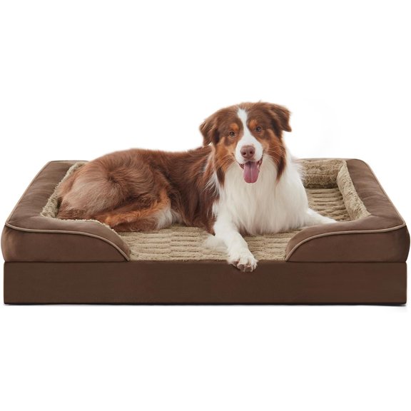 Dog Beds for Large Dogs, Egg Foam Dog Bed with Ultra Comfy Supportive Foam, Washable & Waterproof Pet Couch, Nonskid Bottom