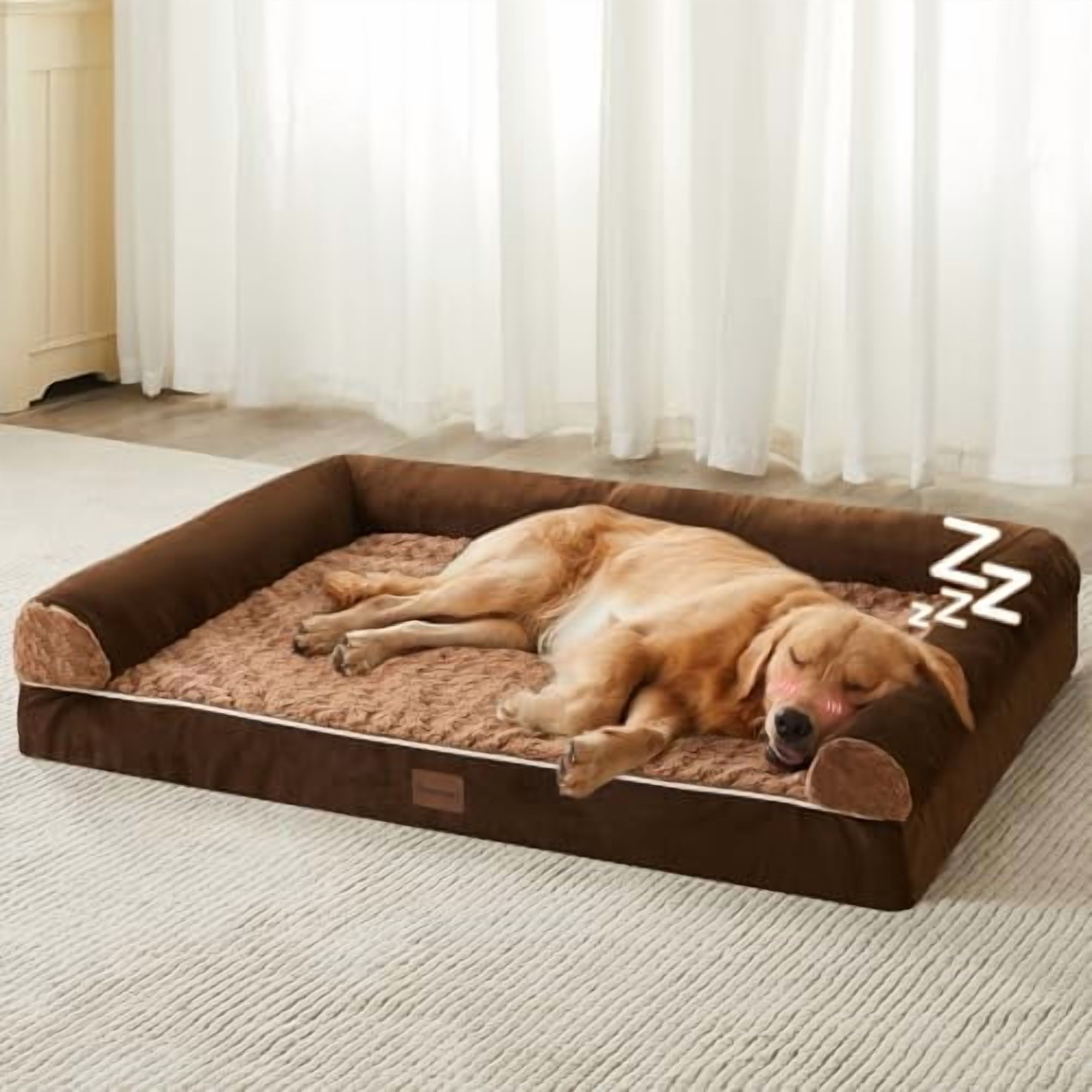 Dog Beds for Large Dogs, Orthopedic Dog Bed for Medium Large Dogs,Big Waterproof Couch Pet Bed with Removable Washable Cover Brown,54"L x 36"W x 7"Th