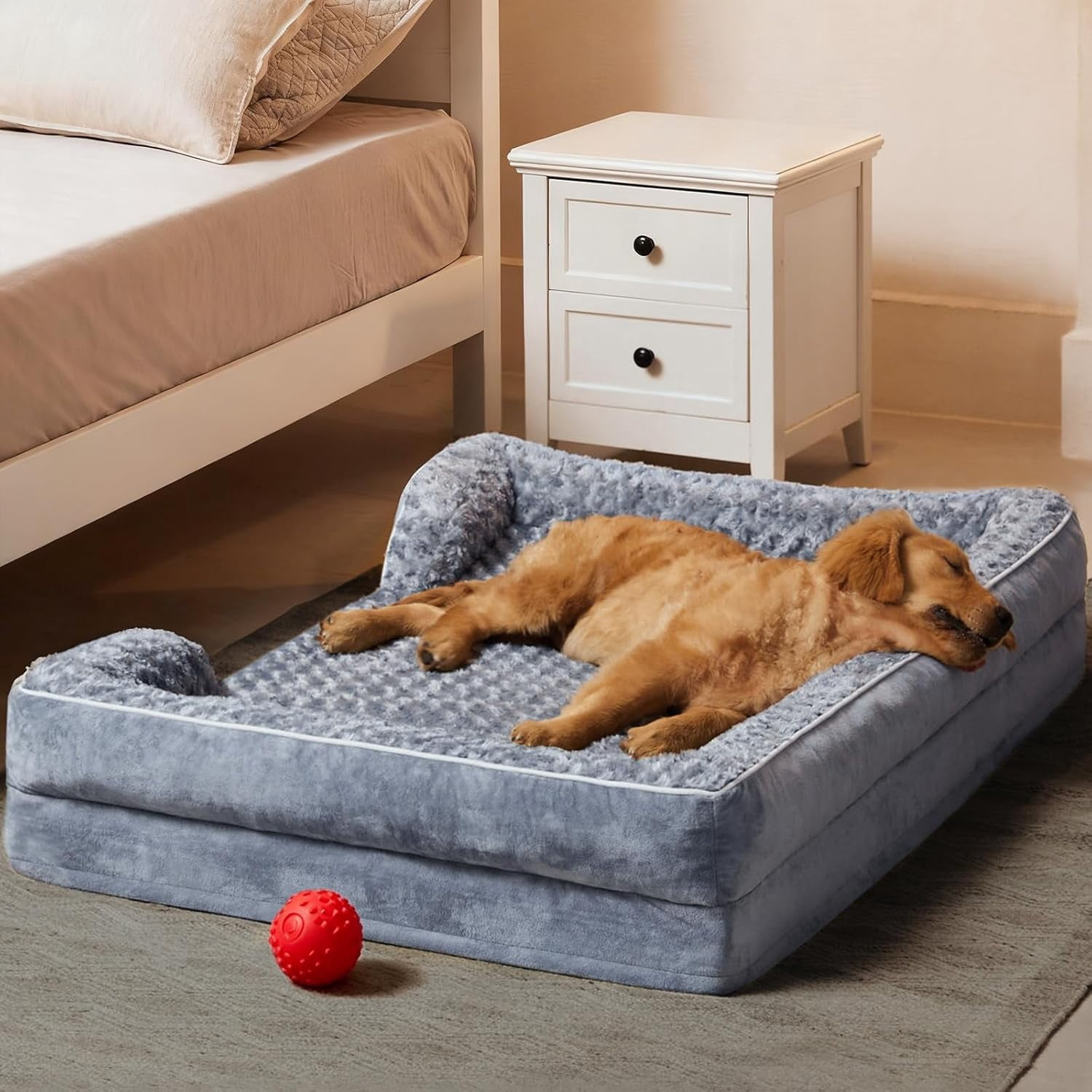 Dog Beds for Large Sized Dogs, Washable Orthopedic Dog Couch Sofa Bed with Waterproof Lining & Non-Skid Bottom for Pet Sleeping