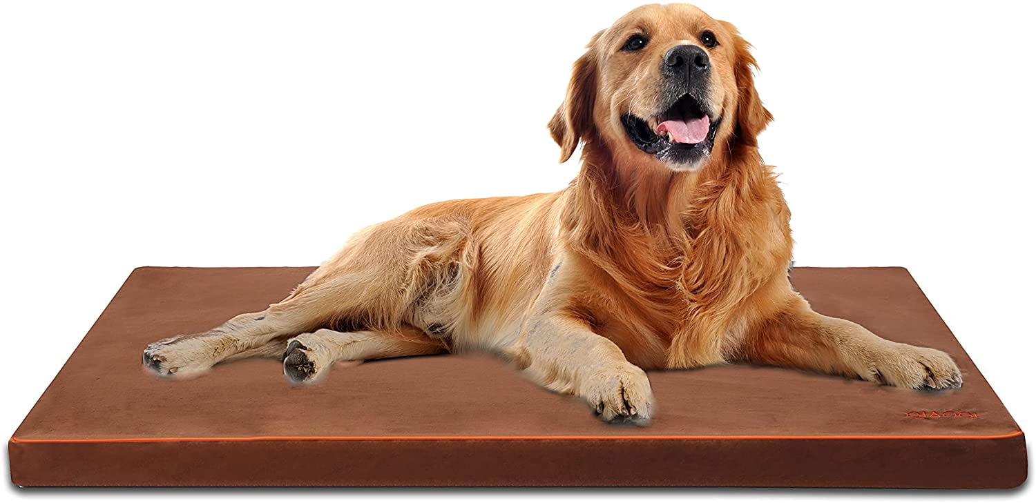 Dog Beds for Medium Dogs Orthopedic Dog Bed Memory Foam Dog Mat Removable Washable Cover Brown Plush Flannel Fleece Pet Bed Nonskid Bottom