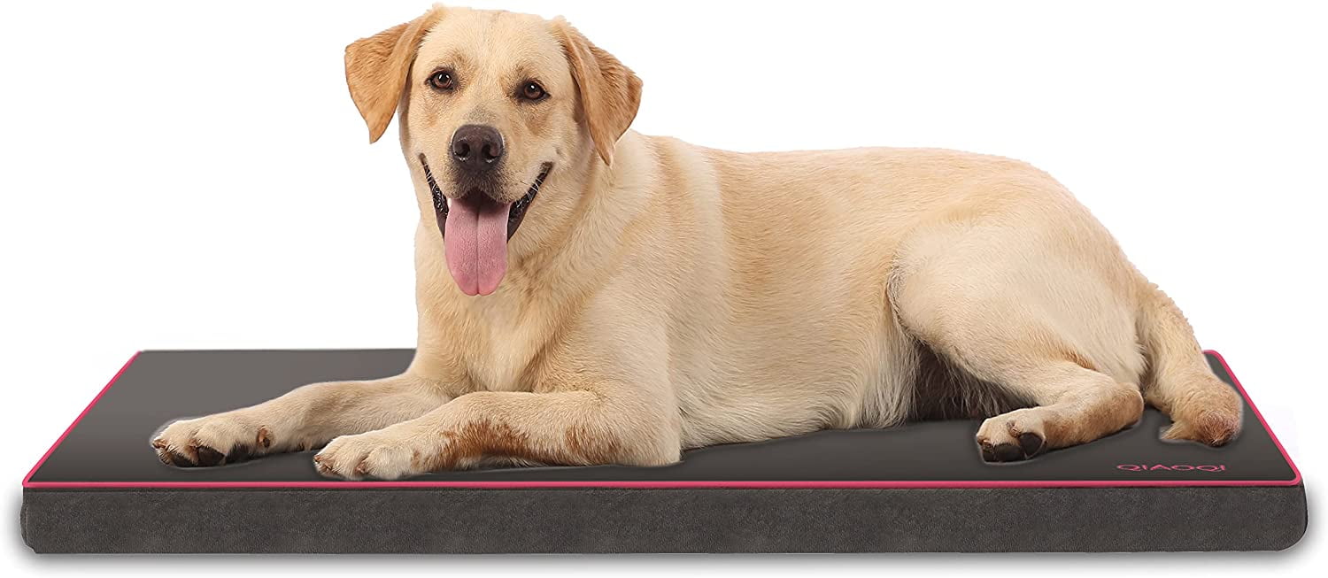 Dog Beds for Medium Dogs Orthopedic Dog Bed Memory Foam Dog Mat Removable Washable Cover Brown Plush Flannel Fleece Pet Bed Nonskid Bottom