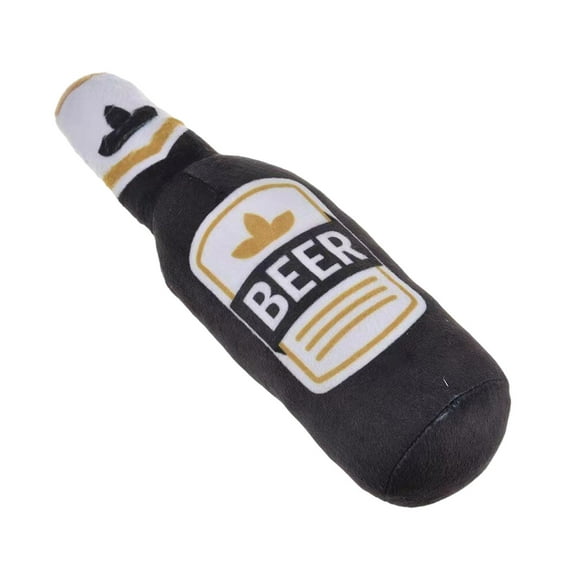 Dog Beer Bottle Toys, Plush Designer Dog Toys with Interactive Squeaker, Machine-Washable & Safe Materials for Small and Medium Pet Training (Gray)