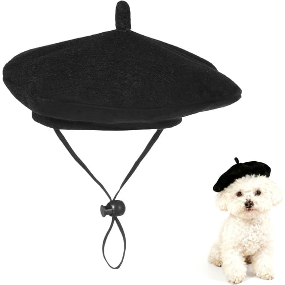 Dog Beret Hat Black Cat Beret Artist Pet Costume Dogs Fedora Hats Dog Hats for Small Dogs Pet Headwear for Pets Cat Photo Props Christmas (Black)