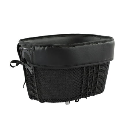 Dog Bike Basket for Small Pets - Adjustable Safety Strap Carrier with Removable Liner, Fits Most Bikes for Dogs/Cats Up to 15lbs (Black)
