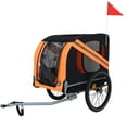 thumbnail image 1 of Dog Bike Trailer with 3 Entrances & Mesh Screen, Pet Cart Bicycle Carrier with Large Air-Filled Tires, Easy Folding Steel Cart Frame with Universal Bicycle Coupler & Flag, Black+Orange, 1 of 9