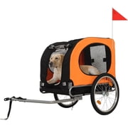 Dog Bike Trailer for Medium & Large Dogs - 2 in 1 Convertible Jogger Stroller with Universal Hitch, Waterproof Canopy & Safety Flag, 88Lbs Capacity for Cycling Running Travel, Orange