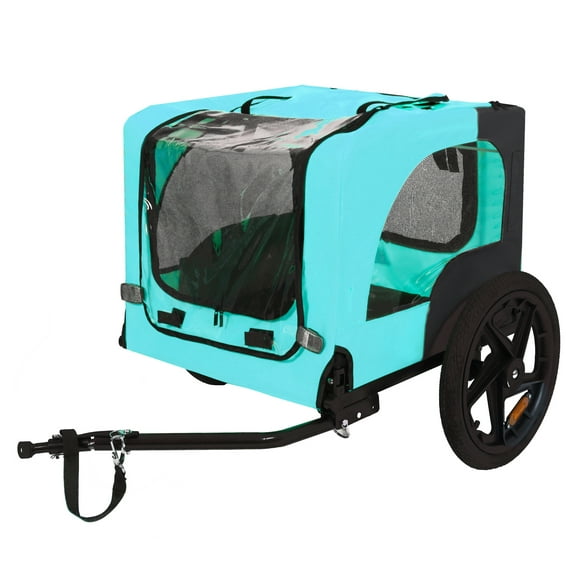 Dog Bike Trailer, Pet Bike Cart for Small/Medium Dogs - Folding, Lightweight, 66lbs Capacity, Quick Release Wheels, Non-Slip Floor, Safety Flag