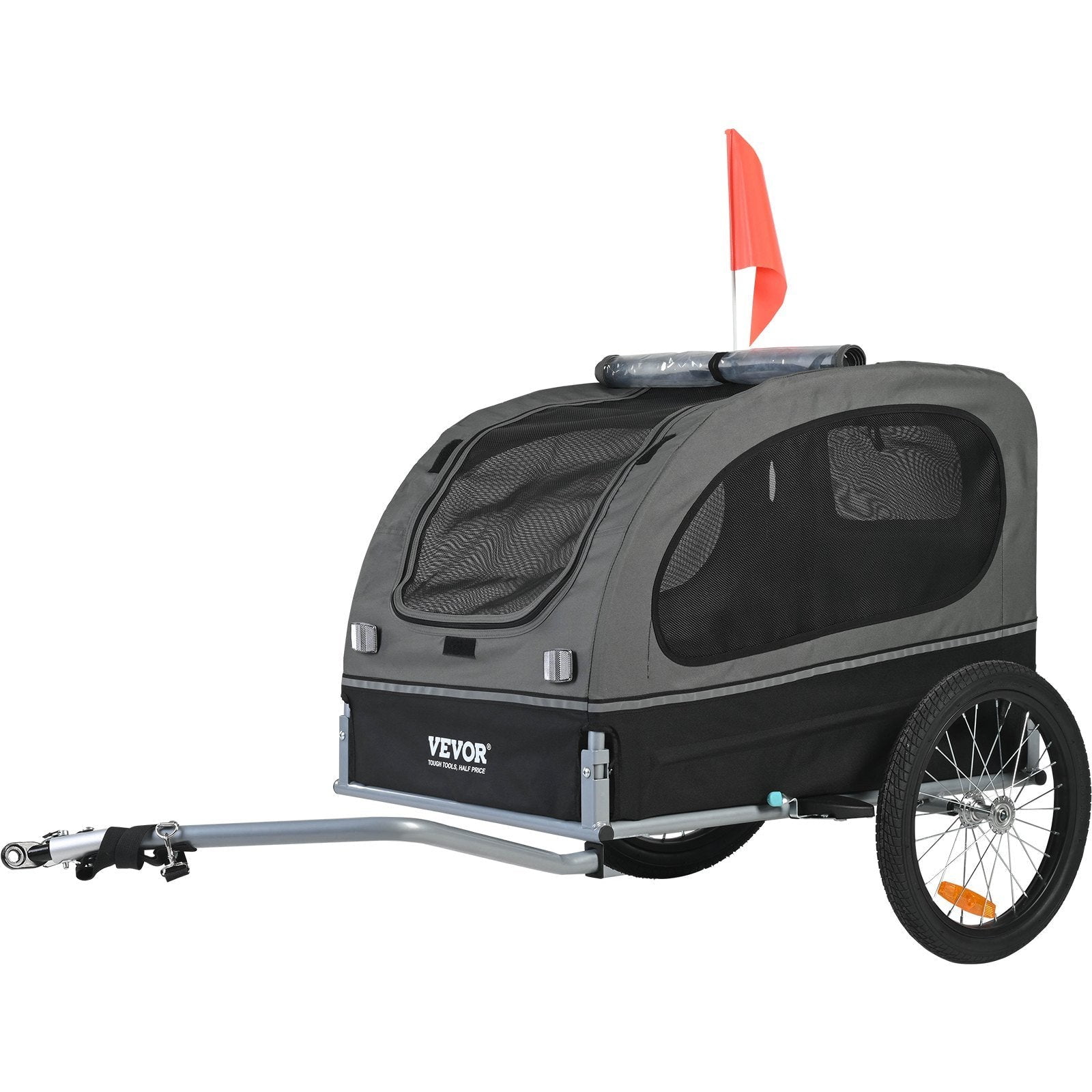 Gray and Black Dog Bike Trailer with Quick Release Wheels