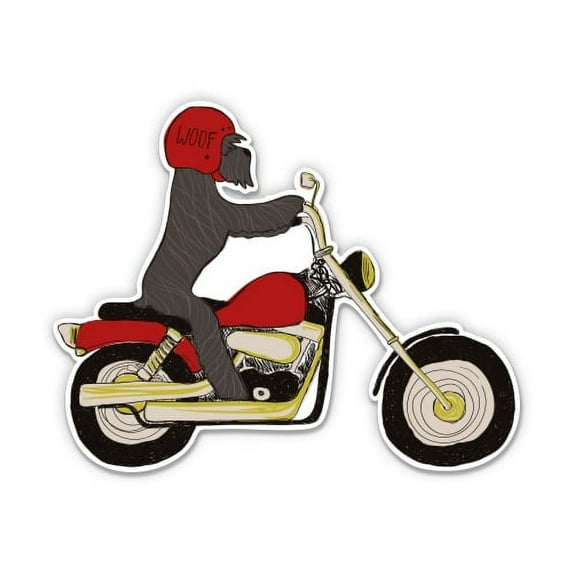 Dog Biker Motorcycle Funny - 3" Vinyl Sticker - For Car Laptop I-Pad Phone Helmet Hard Hat - Waterproof Decal