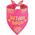 thumbnail image 1 of Dog Birthday Bandana Girl Pink Large 1PCS, Durable Triangle Reversible Scarf Bibs Handkerchief for Puppy Pet, 1 of 5