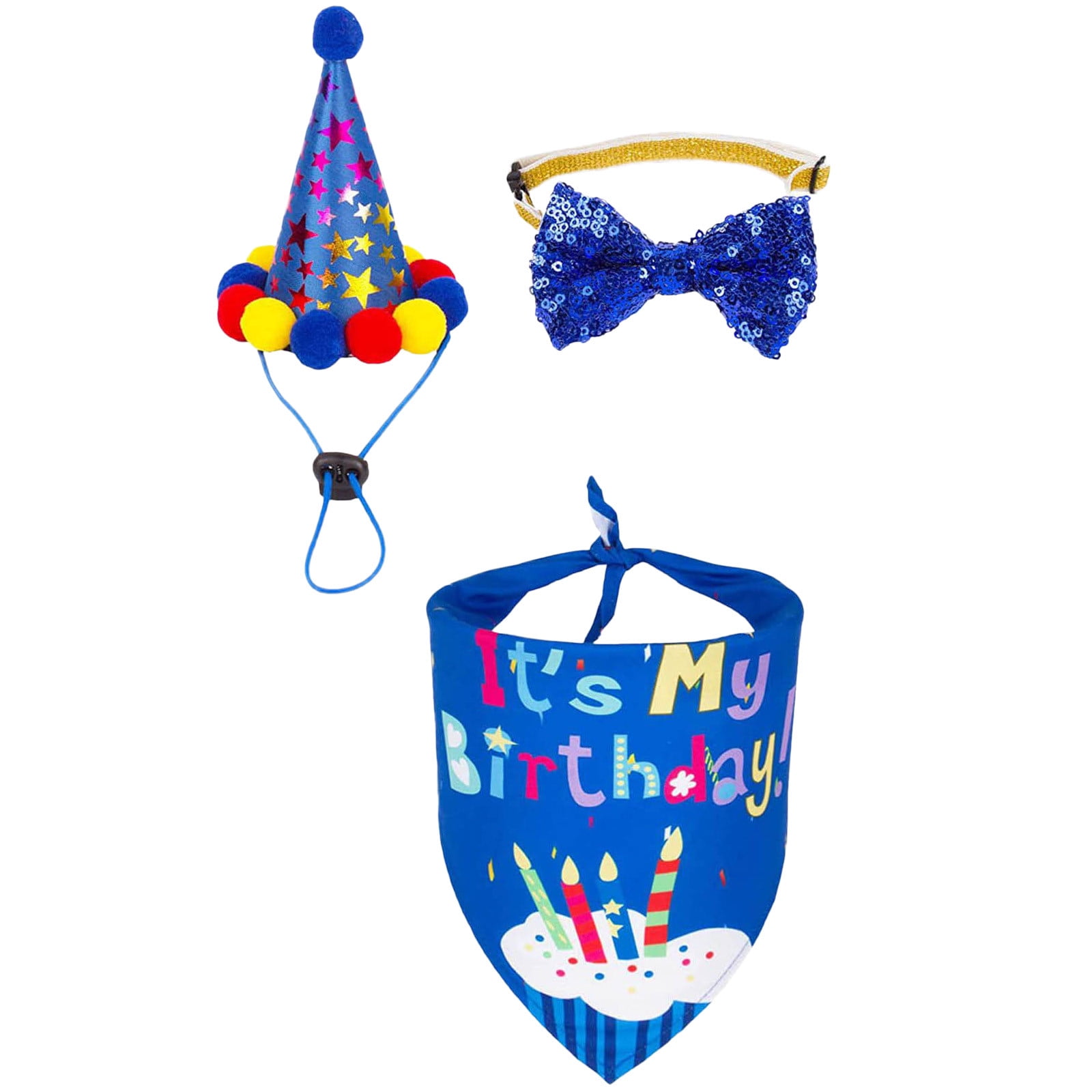 Dog Birthday Bandana Scarf And Dog Girl Boy Birthday Party Hat With Cute Dog Bow Tie For Small