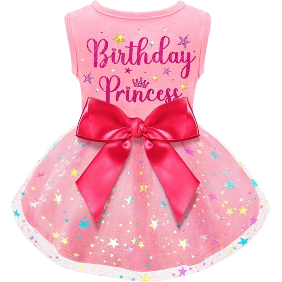 Dog Birthday Dress with Bowknot Tulle Princess Pet Clothes for Small Medium Large Dogs Girls Boys Cats Outfit Apparel