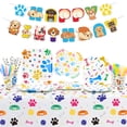 thumbnail image 1 of Dog Birthday Party Decorations - Cute Puppy Dog Paw Party Supplies for Doggy, Kids, Birthday Includes Plates, Cups, Napkins, Tableware, Tablecloth, Banner - Serves 20, 1 of 7