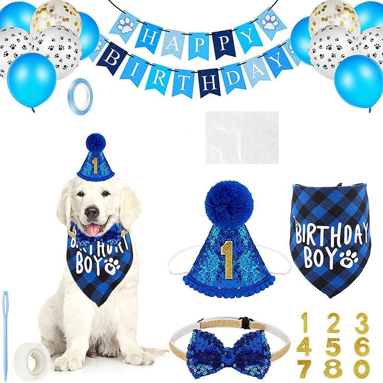 Dog Birthday Party Supplies, Dog Birthday Bandana Boy with Dog Birthday