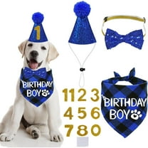 Dog Birthday Party Supplies,Blue - Includes Hat, Bandana, Bow Tie, Numbers & Glue Points - Home Improvement. Set Bling Cotton Gifts