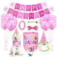 thumbnail image 1 of Dog Birthday Party Supplies Decorations Dog Girl Birthday Bandanas Set with Dog Birthday Hat with Birthday Numbers, Scarf, Birthday Banner, Balloons and Bowtie Pink, 1 of 6