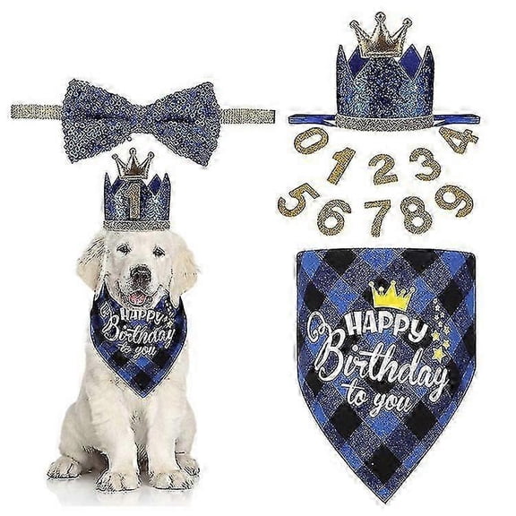 Dog Birthday Party Supplies, Plaid Dog Birthday Bandanas With Dog Birthday Party