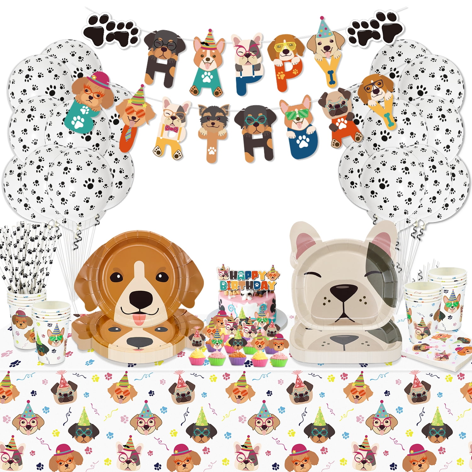 Dog Birthday Party Supplies - Puppy Party Decorations Including Plates ...
