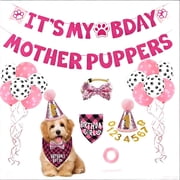Dog Birthday Party Supplies Set, Puppy Birthday Decorations with Balloons, Banner, Bandana, Party Hat, Bow Tie, Dog Birthday Outfit for Small Medium Dogs Pet Birthday Celebration