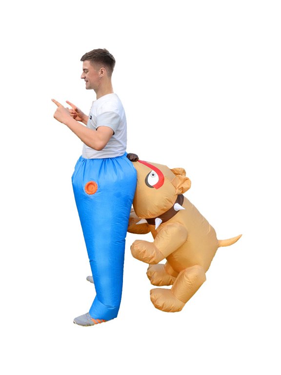 Dog Bite Butt Inflatable Costume For Adults, Funny Blow Up Bulldog Costume, Halloween Cosplay Party Fancy Dress,Fits 4'11"6'2",J2091