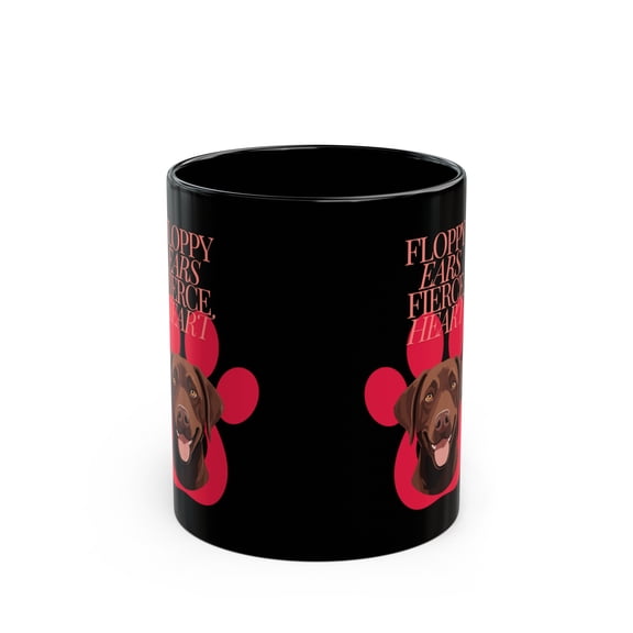 Dog Black Mug, floppy ears