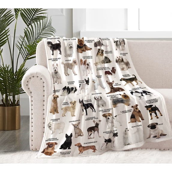 Dog Blanket for Adult Mens Womens, Ultra Soft Dog Throw Blanket for Dog Lovers, Lightweight Warm Cozy Blanket with Dog Pattern Plush Gifts for Christmas Thanksgiving Bed Couch Sofa 60x80in