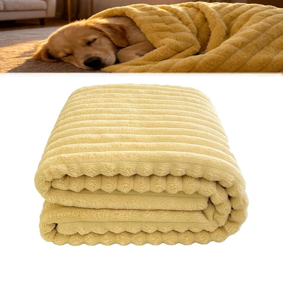 Dog Blanket for Couch & Bed, Plush Pet Throw for Furniture Protection, Warm Washable Calming Blanket for Small Medium Large Dogs (Yellow, M:27.56" × 39.37")