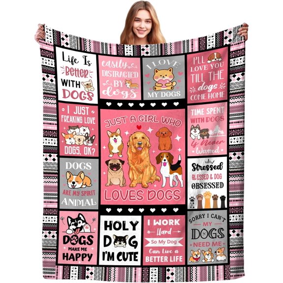 Dog Blanket Gifts for Women Women Dogs Gifts for Dog Lovers Soft Warm Dogs Flannel Blanket for Users Adults 60"X50"