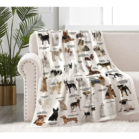 Dog Blanket for Kids Boys Girls, Ultra Soft Dog Throw Blanket for Dog Lovers, Lightweight Warm Cozy Blanket with Dog Pattern Plush Gifts for Christmas Thanksgiving Bed Couch Sofa 40x50in