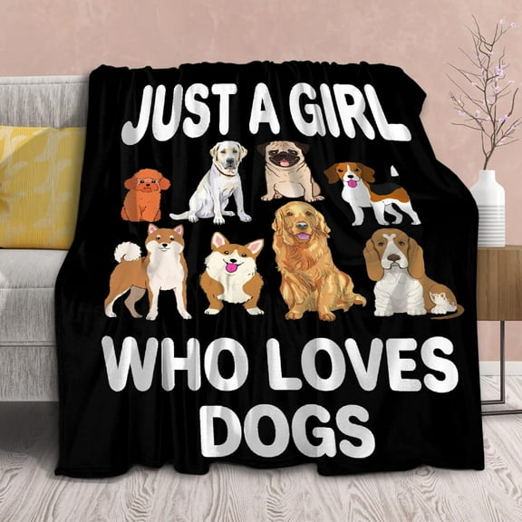 Dog Blanket Puppy Plush Gift for Girl Women Kid Dogs Animals Lover Throws Comfy Lightweight Quilt Cute Puppies Pet Sheet Soft Flannel Blankets for Couch Chair Halloween Christmas