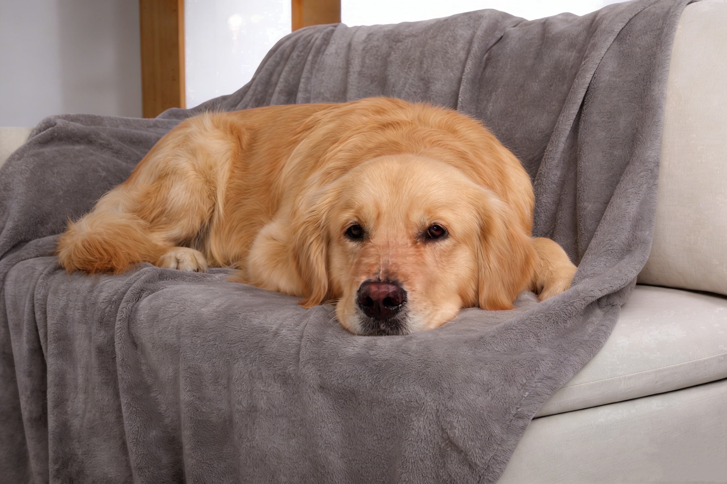 Dog Blanket Washable 150 x 200 cm Grey Flannel Pet Blanket Soft Cozy Throw for Large Dogs Cat Puppy for Bed Sofa Crate Car
