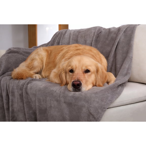Dog Blanket Washable 150 x 200 cm Grey Flannel Pet Blanket Soft Cozy Throw for Large Dogs Cat Puppy for Bed Sofa Crate Car