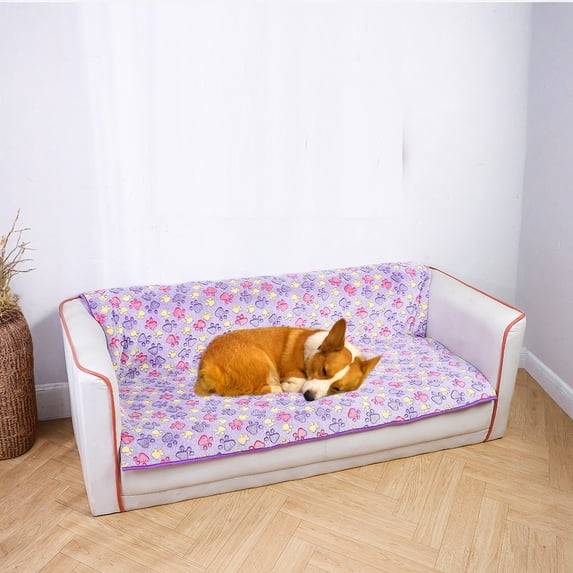 Dog Blanket Waterproof Pet Blanket for Small Medium Dogs & Cats, 24x16 in Soft Plush Crate Mat, Reversible Couch Protector for Puppy Bedding, All-Season Pet Throw Purple