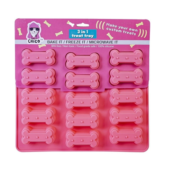 3-in-1 Dog Bone Silicone Treat Baking Tray for Healthy, Homemade Dog Treats and More