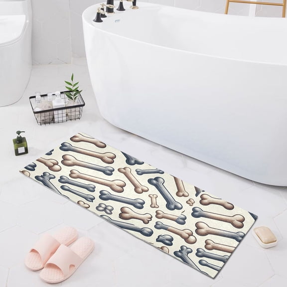Dog Bone Bath Mat 39x20 Non-Slip Bathroom Rugs Absorbent Soft Plush Quick Dry for Tub Shower Kitchen Home Decor