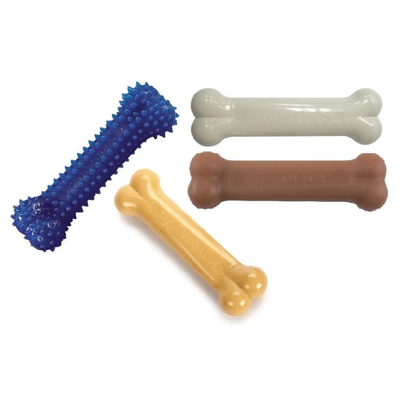 Dog Bone Chew Toys 4pc Set Dental Chicken Bacon Original Flavors Pick Kit Size (Regular - 5")