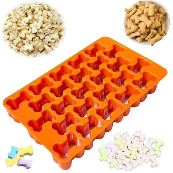 Dog Bone Cookie Cutter Mold Set, 25 Mini Nonstick Bone-Shaped Biscuit Molds, Orange Red, Food-Grade for Homemade Dog Treats and Cookies