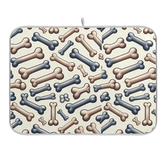 Dog Bone Dish Drying Mat 16x18 Absorbent Microfiber Draining Rack Pad for Kitchen Counter Sink