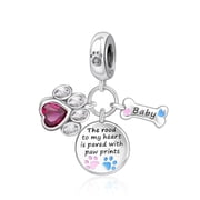 Dog Bone & Paw Prints Triple Dangle Charm for Women Bracelet Necklace Pendant