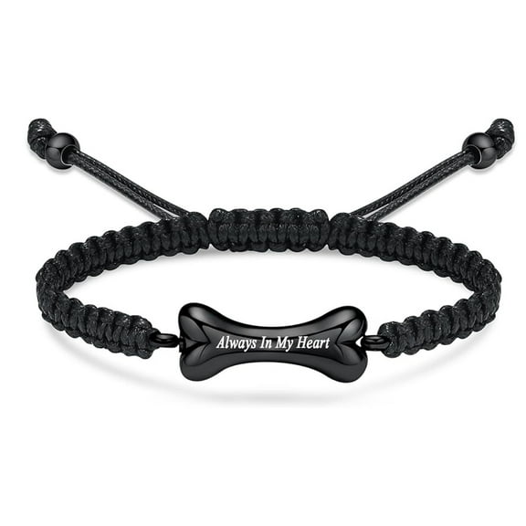 Dog Bone Pet Urn Bracelet Ashes Keepsake Adjustable Bone Cremation Jewelry Braided Rope Urn Bracelet for Human / Pet