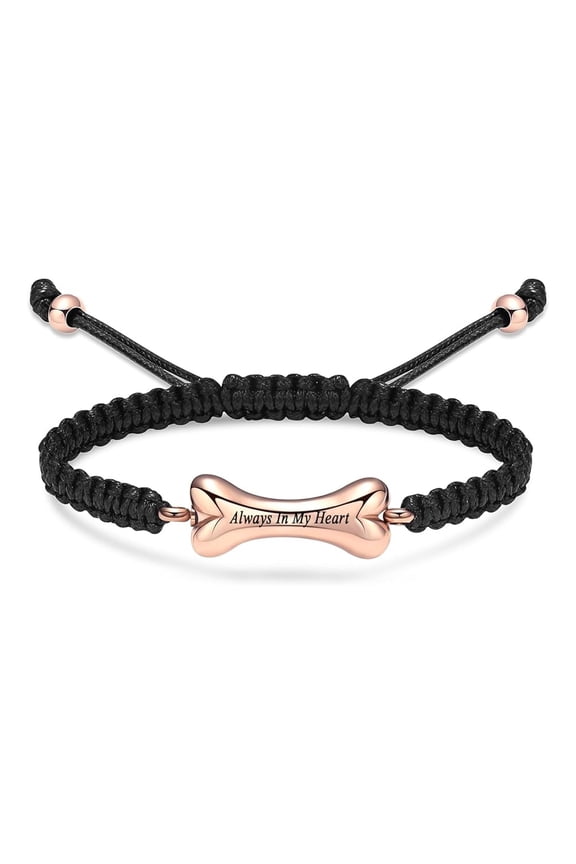 Dog Bone Pet Urn Bracelet Ashes Keepsake Adjustable Bone Cremation Jewelry Braided Rope Urn Bracelet for Human / Pet