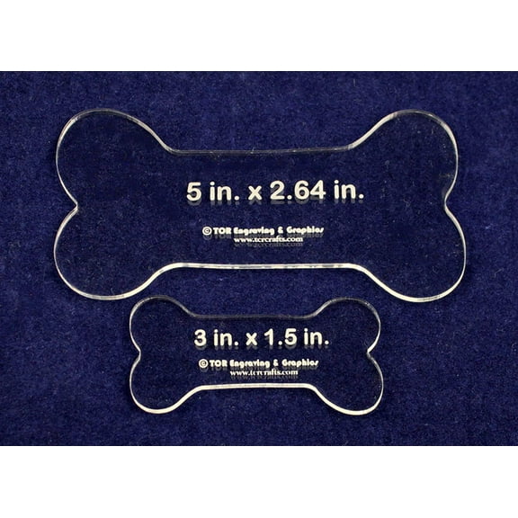 Dog Bone Quilting Templates 2 Piece Set - Clear 1/8" Thick Acrylic