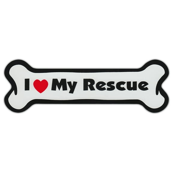 Dog Bone Shaped Car Magnets: I Love My Rescue