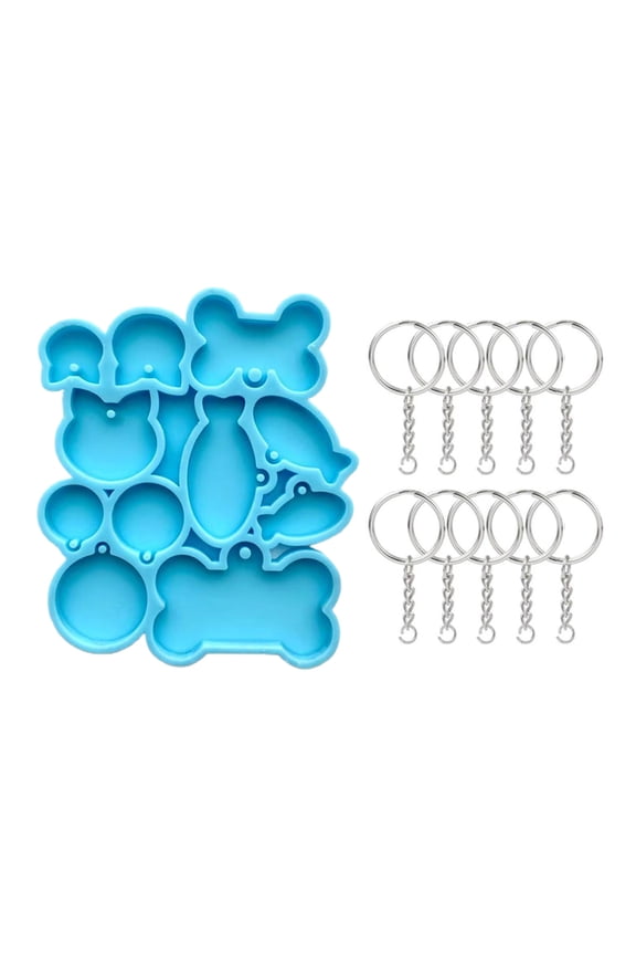 Dog Bone Shaped Tag Resin Mold Silicone Kit for Tag Fish Keychain Mold Round Pendant Epoxy Casting Molds with for Ke